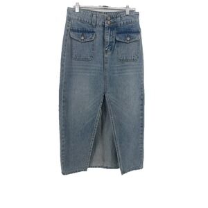 Vevert Denim Skirt Women's Small Midi‎ Mid Calf Western Boho  Chic Cowgirl NEW